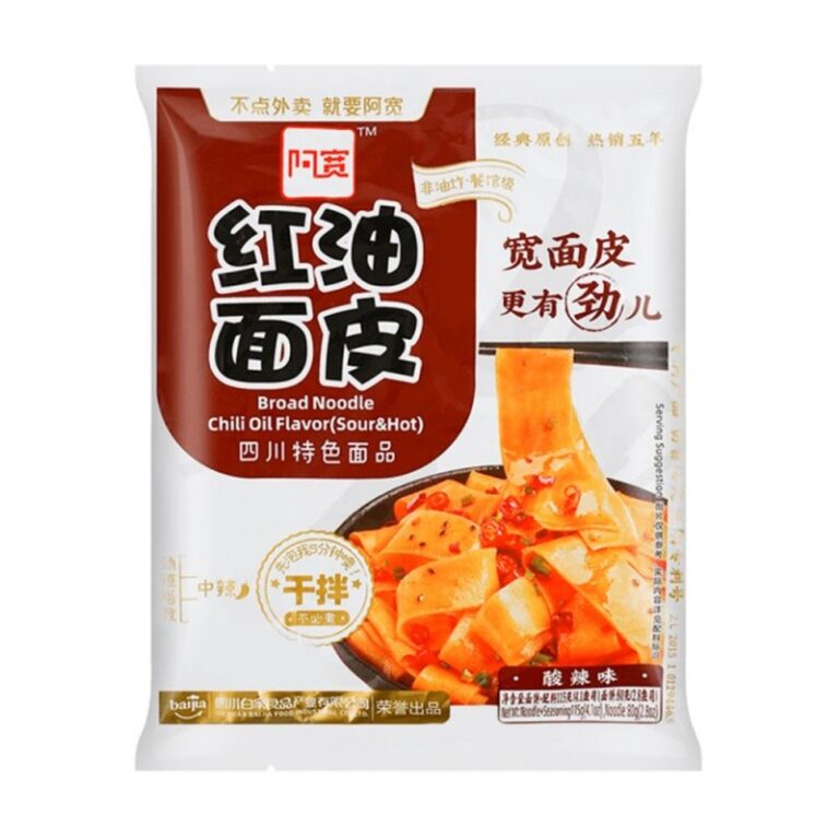 Aštriai rūgštūs platūs makaronai su Čili aliejumi (SUANLA) 115g (BaiJia)