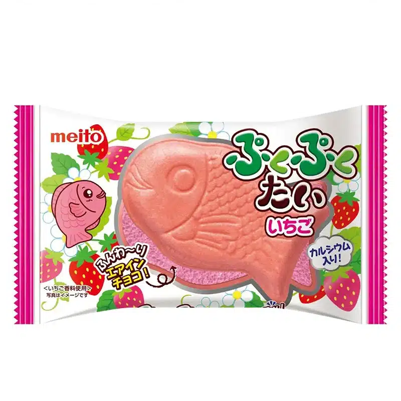 „Puku PukuTai“ Braškių skonio vaflis su akytuoju šokoladu 16.5g (Meito)