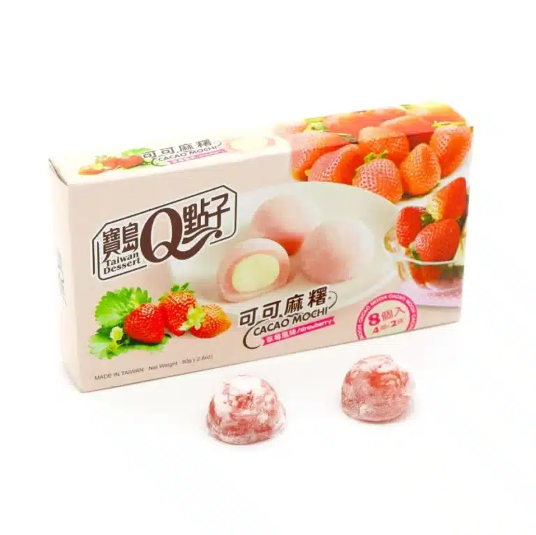 Braškių skonio Mini Cacao Mochi 80g - Taiwan desserts Q
