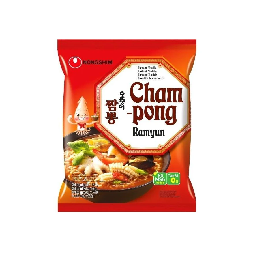 Aštrūs Jūros gėrybių Ir Daržovių makaronai Champong 124g (Nongshim)