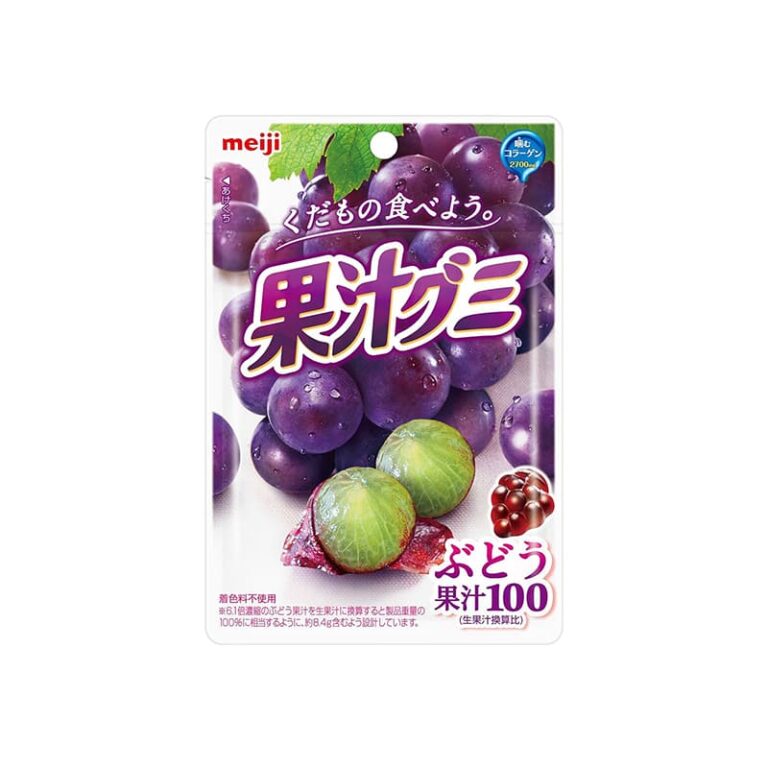 100% Vaisių Guminukai Vynuogių skonio 51g  (Meiji)
