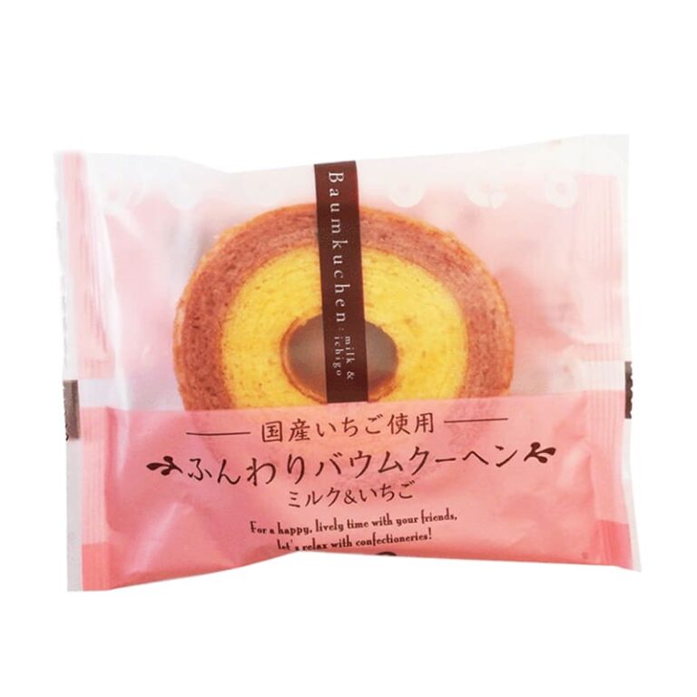 Mini Baumkuchen Braškių skonio pieninis pyragėlis 60g (Taiyo)