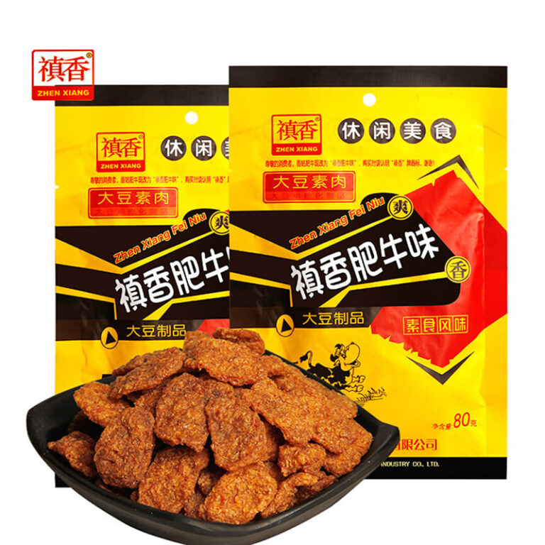 Jautienos skonio Sojų užkandis (Tekstūruoti Sojų baltymai) 80g (ZhenXiang)
