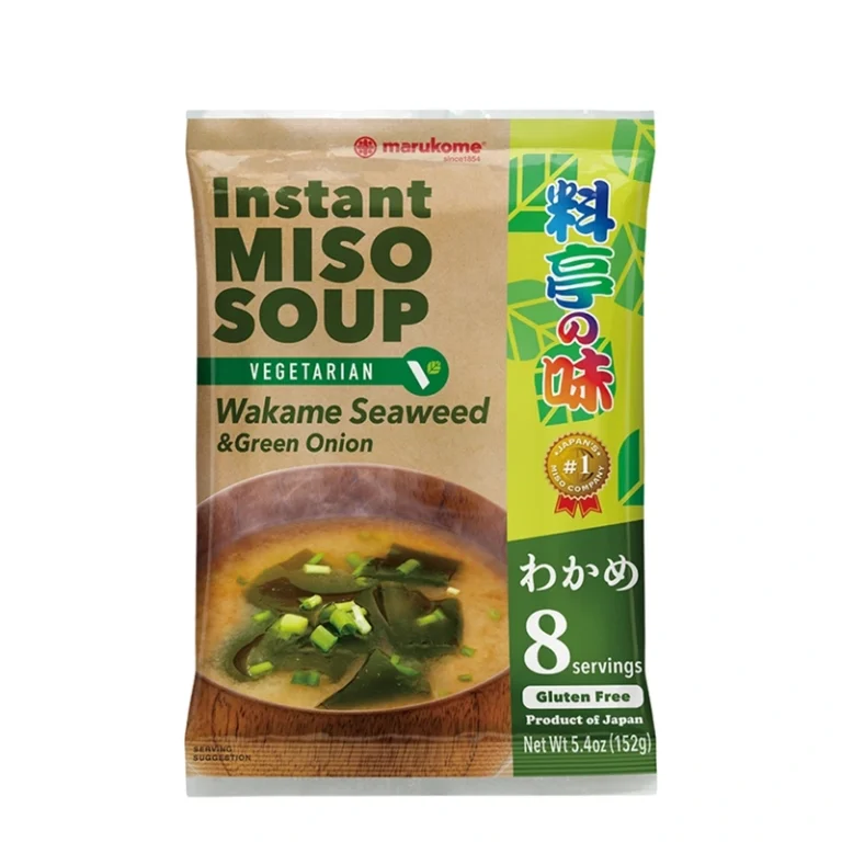 Vegetariška greito paruošimo Miso sriuba su Wakame dumbliais ir Žaliaisiais svogūnais 152g – 8 porcijos (Marukome)
