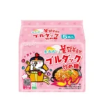 Buldak Carbonara Aštrūs vištienos skonio makaronai (Japoniška pakuotė) 650g(130g*5vnt)  - Samyang JP