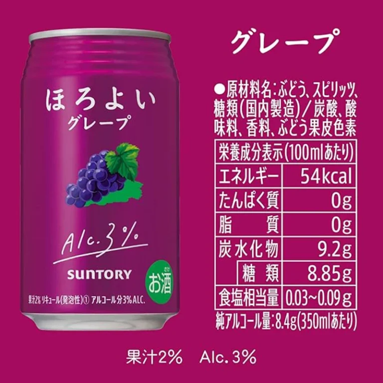 Japoniškas alkoholinis gėrimas - Horoyoi Vynuogių skonio alkoholinis gėrimas (alk. 3.0%) 350ml - Suntory BBD: 2025-07-31 - Image 4