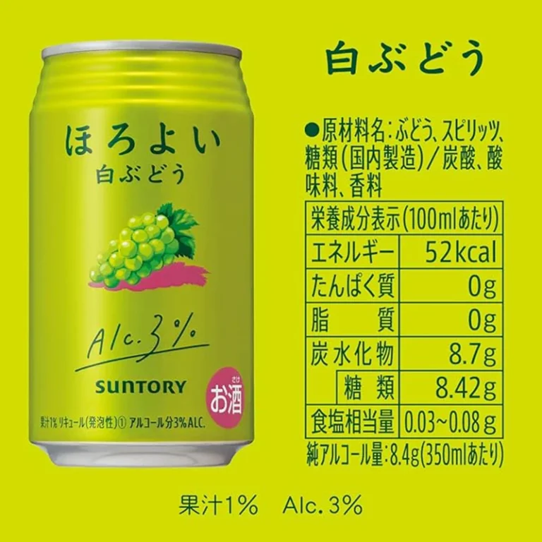 Japoniškas alkoholinis gėrimas - Horoyoi Baltųjų Vynuogių skonio alkoholinis gėrimas (alk. 3.0%) 350ml - Suntory 2025-07-31 - Image 4