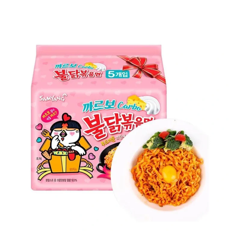 BULDAK CARBONARA Aštrūs vištienos skonio makaronai 650g(130g*5vnt) - Samyang - Image 2