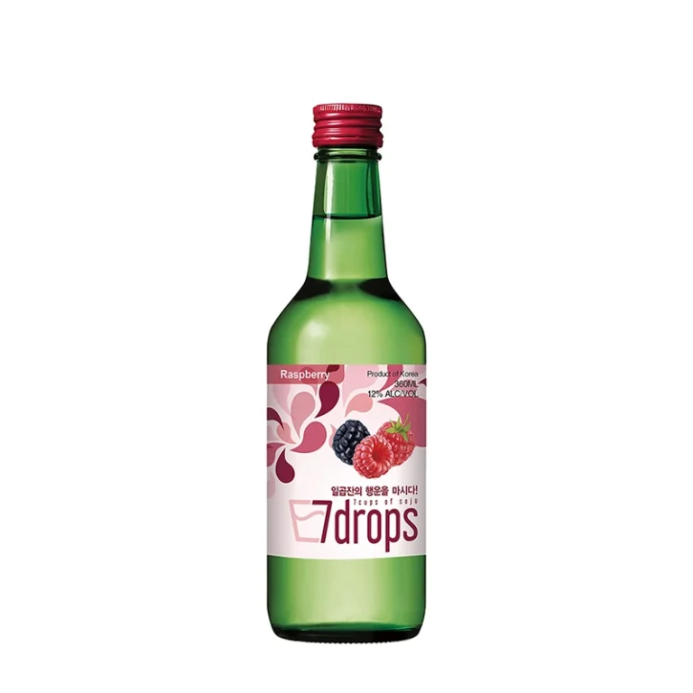 Korėjietiškas Soju – Aviečių skonio (alk 12%) 360ml - 7drops