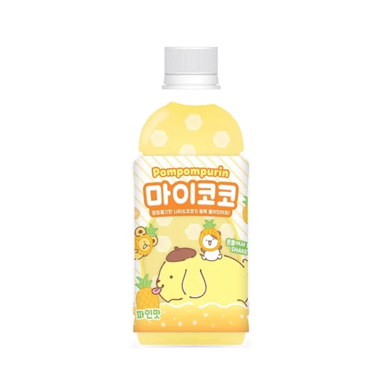 SANRIO My Coco POMPOMPURIN Ananasų skonio gaivusis gėrimas su Nata de Coco žele 340ml - Measty