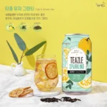 TEAZLE Gazuota Citron vaisiaus Žalioji arbata (be kalorijų) 340ml - WoongJin