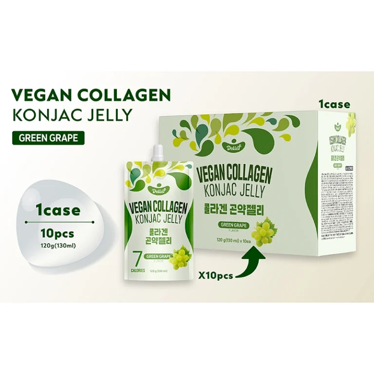 Veganiška Žaliųjų Vynuogių skonio Konjac želė su kolagenu 1200g(120g*10vnt) - Delief - Image 2