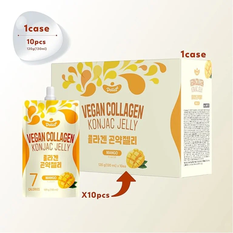 Veganiška Mangų skonio Konjac želė su kolagenu 1200g(120g*10vnt) - Delief - Image 2