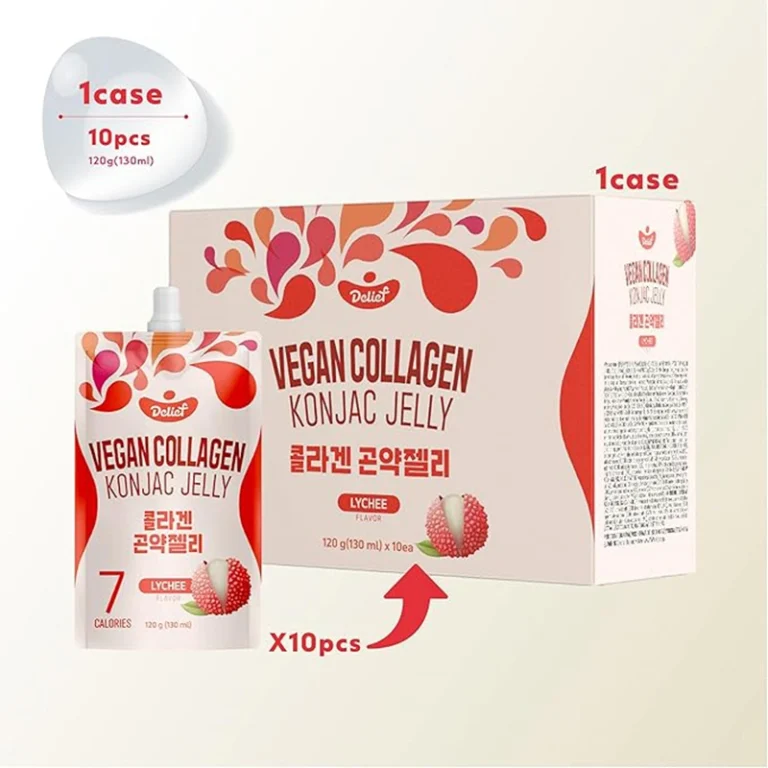 Veganiška Ličių skonio Konjac želė su kolagenu 1200g(120g*10vnt) - Delief - Image 2