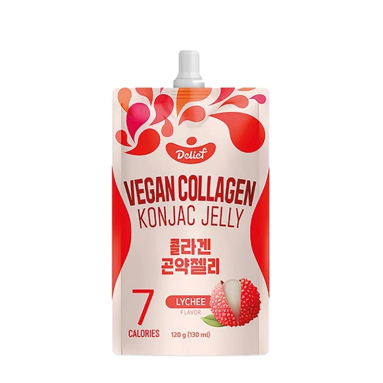 Veganiška Ličių skonio Konjac želė su kolagenu 120g - Delief