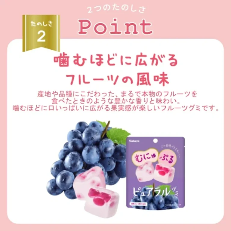 Munyu Pure Pureral vynuogių skonio guminukai 58g - Kabaya - Image 2