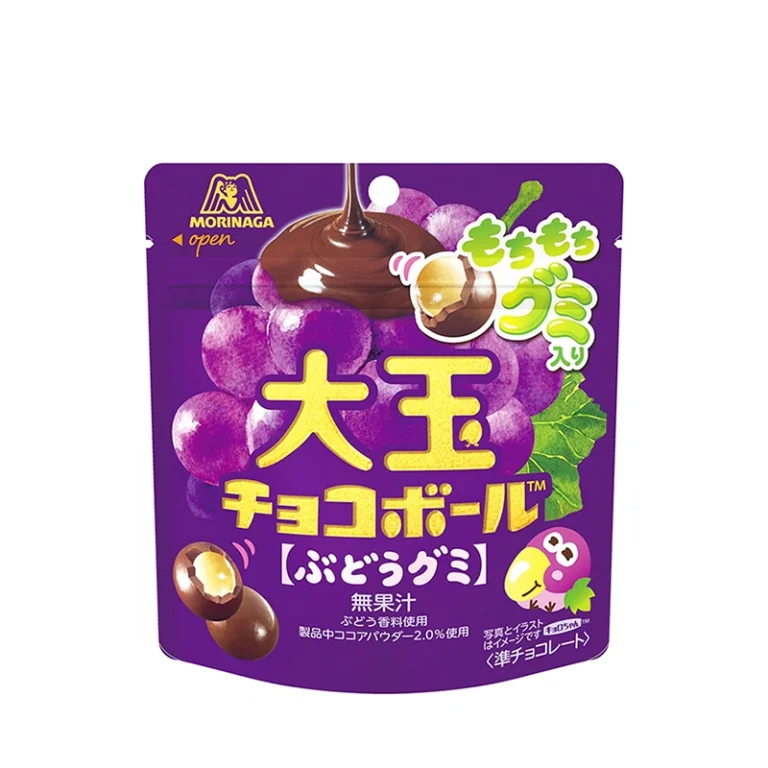 Vynuogių skonio mochi guminukai dengti šokoladu 45g - Morinaga