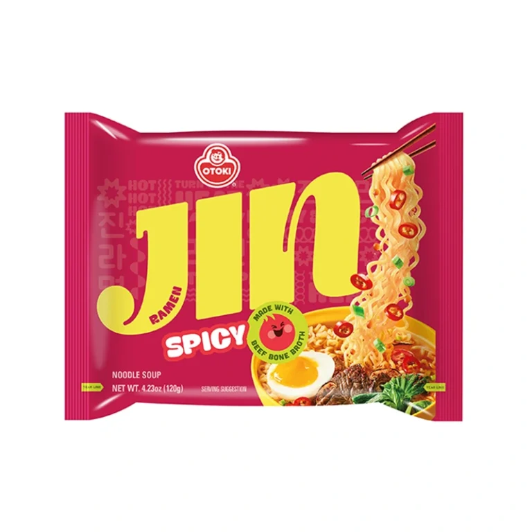 Greitai paruošiami makaronai Jin Ramen Spicy - Aštrūs makaronai su daržovėmis 120g - Ottogi