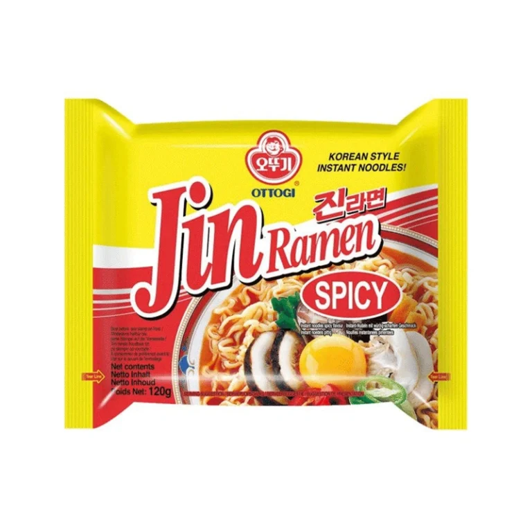 Greitai paruošiami makaronai Jin Ramen Spicy - Aštrūs makaronai su daržovėmis 120g - Ottogi
