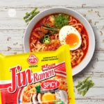 Greitai paruošiami makaronai Jin Ramen Spicy - Aštrūs makaronai su daržovėmis 120g - Ottogi