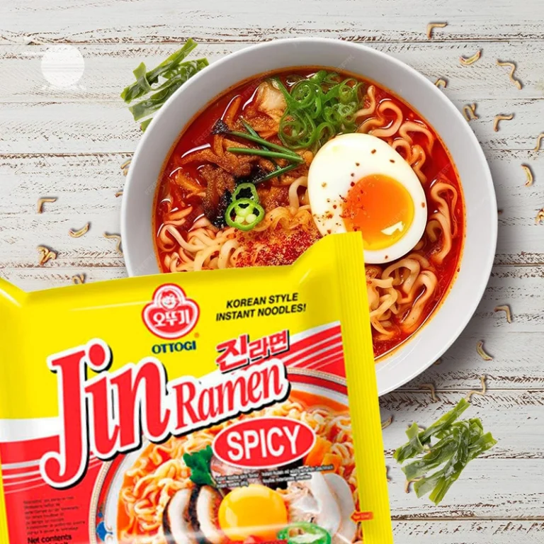 Greitai paruošiami makaronai Jin Ramen Spicy - Aštrūs makaronai su daržovėmis 120g - Ottogi - Image 2