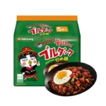 Buldak Aštrūs Vištienos Kepti Makaronai – Jjajang (Japoniška pakuotė) 700g (140g*5vnt) - Samyang JP