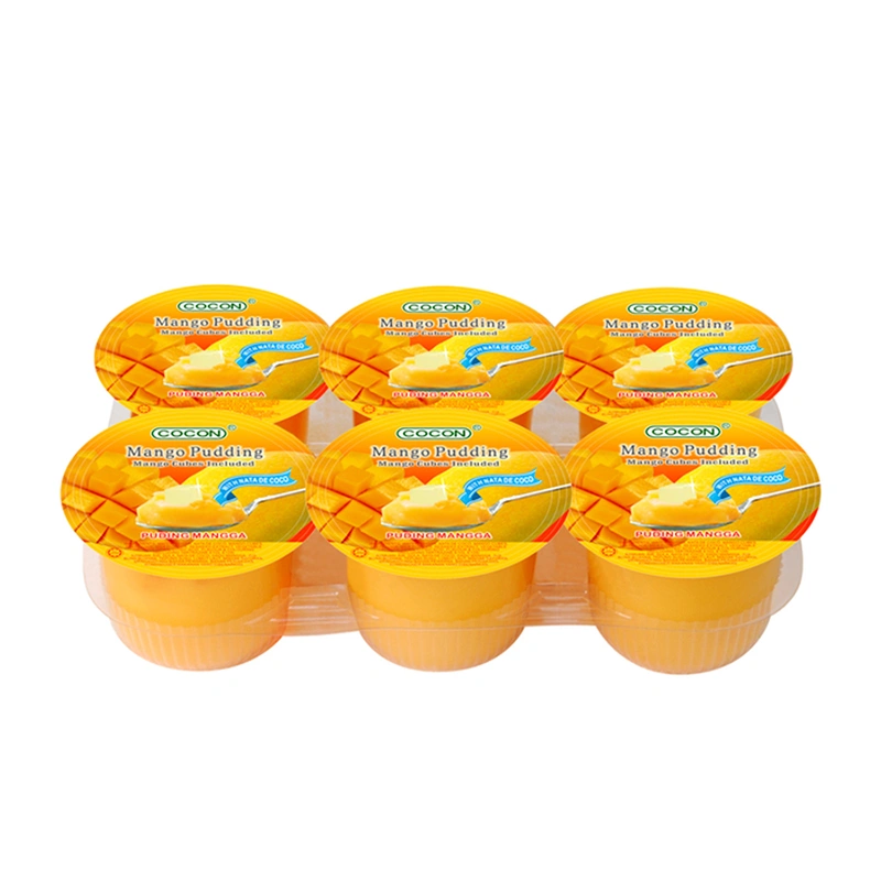 Mangų skonio Pudingas su Nata de Coco ir Vaisių kubeliai 708g(118g*6vnt) - Cocon