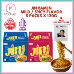 Greitai paruošiami makaronai Jin Ramen Spicy - Aštrūs makaronai su daržovėmis 600g (120g*5vnt) - Ottogi