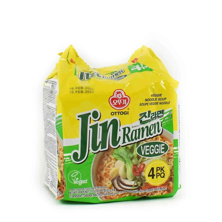 Greitai paruošiami makaronai Jin Ramen VEGGIE - Daržovių skonio ramenas 440g(110g*4vnt) - Ottogi