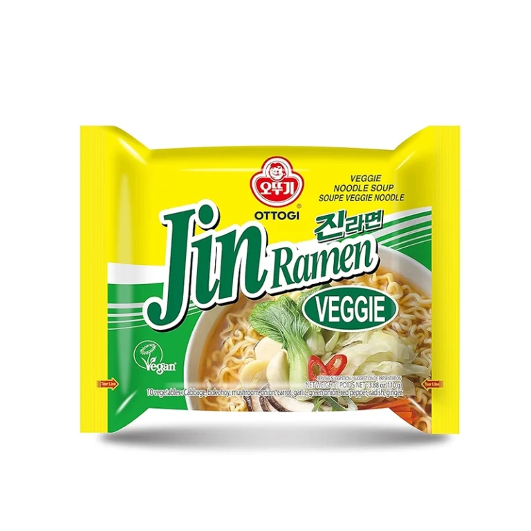 Greitai paruošiami makaronai Jin Ramen VEGGIE - Daržovių skonio ramenas 440g(110g*4vnt) - Ottogi - Image 2