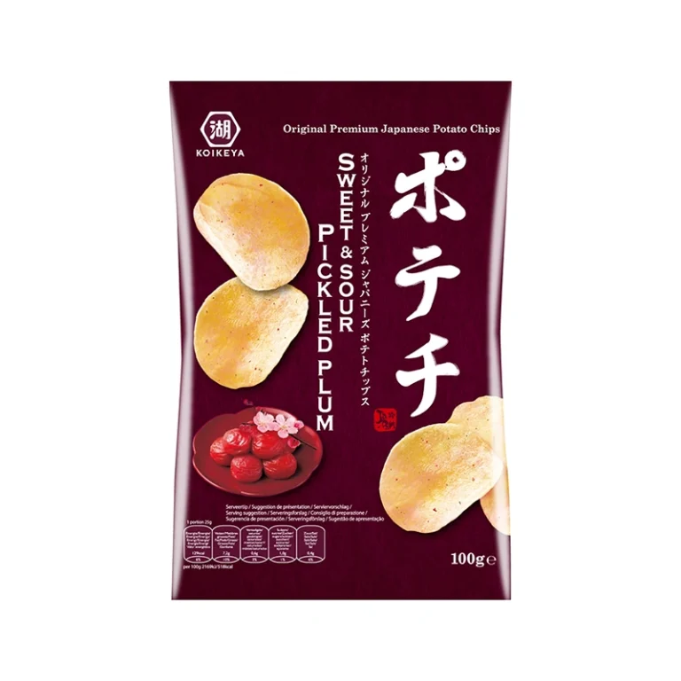 Bulvių traškučiai su sladžiai rūgščių slyvų UMEBOSHI skoniu 100g - Koikeya