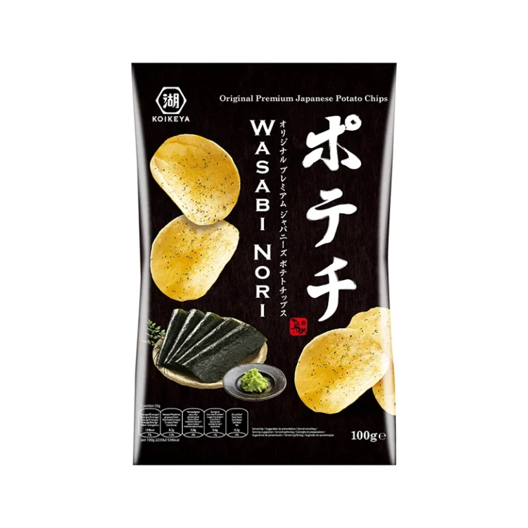 Bulvių traškučiai su WASABI ir jūržolių skoniu 100g - Koikeya