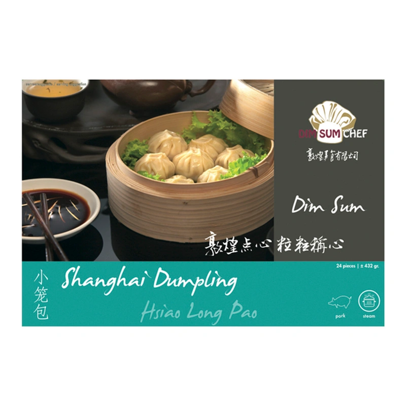 Šanchajaus „Xiao Long Bao“ su kiaulienos ir kininių bastučių įdaru 432g(24vnt.) - Dim Sum Chef